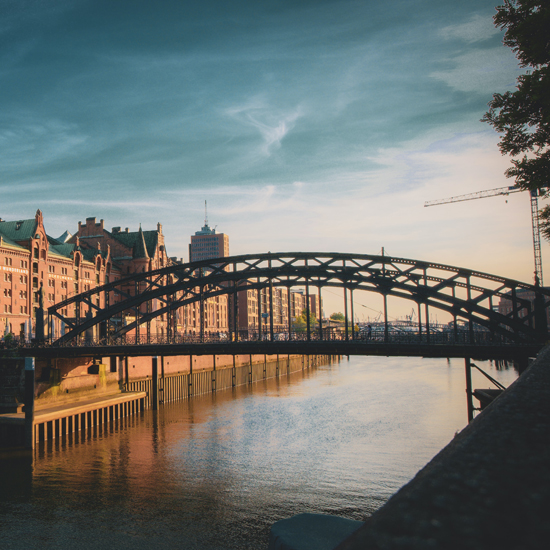 Bridge over river in Hamburg Germany