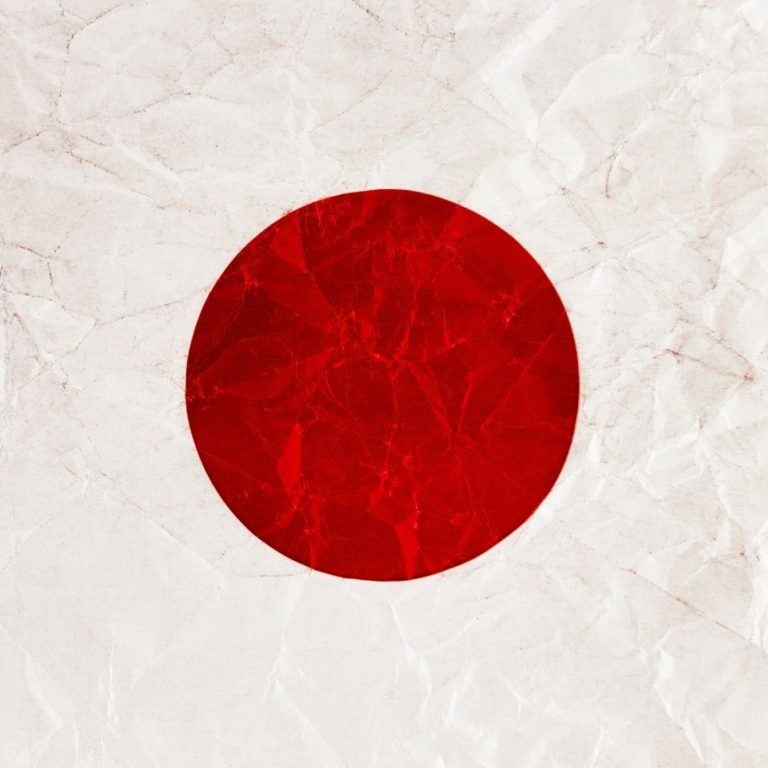 Japanese flag on crumpled paper effect