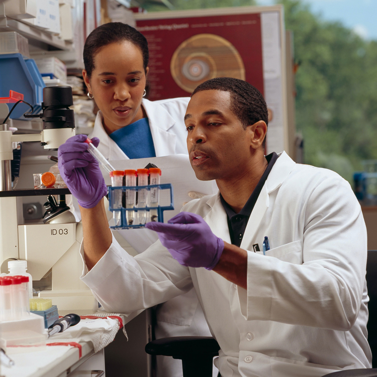 two african american scientists in a lab