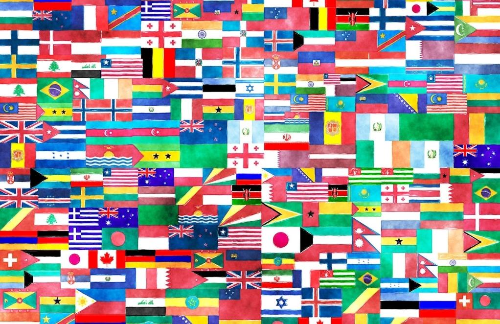 illustration of various worldwide country flags
