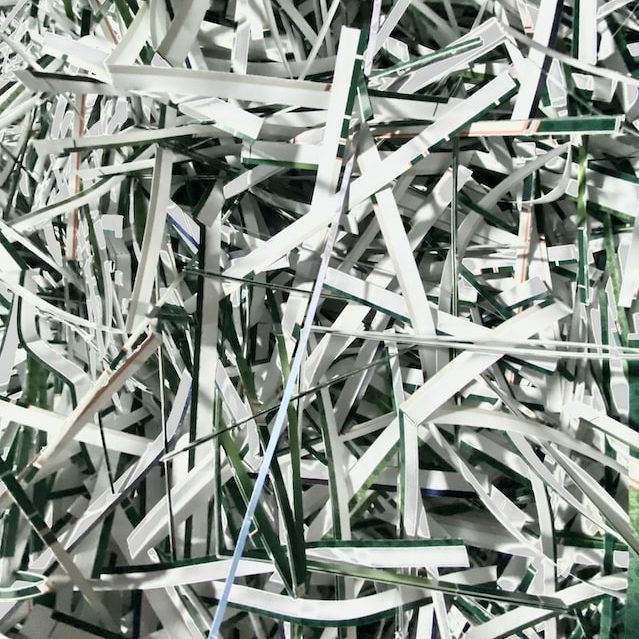 Paper shreds symbolizing recycling